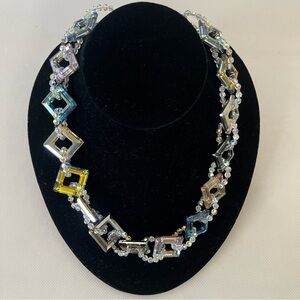 Swarovski Crystal Necklace Cosmic Squares 925 Clasp